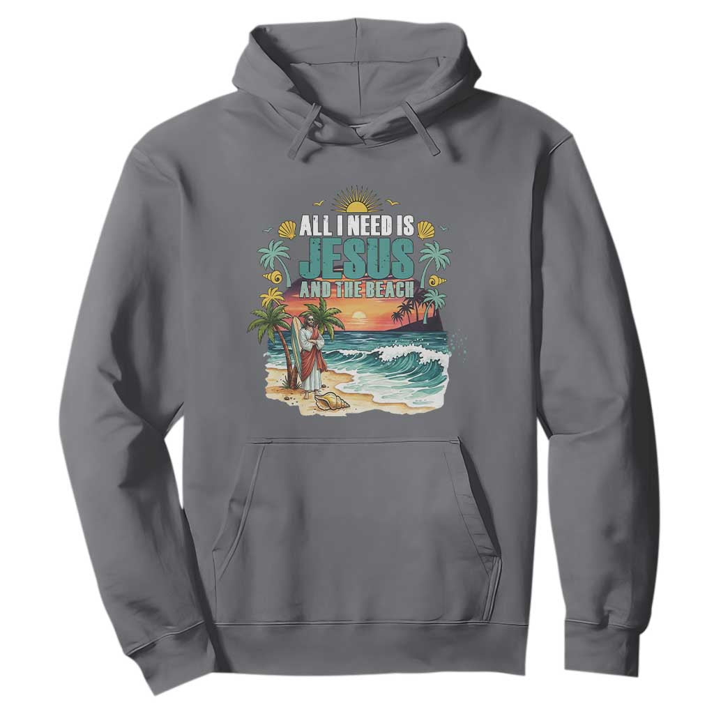All I Need Is Jesus And The Beach Hoodie Christian Summer Faith Graphic TS12 Charcoal Print Your Wear