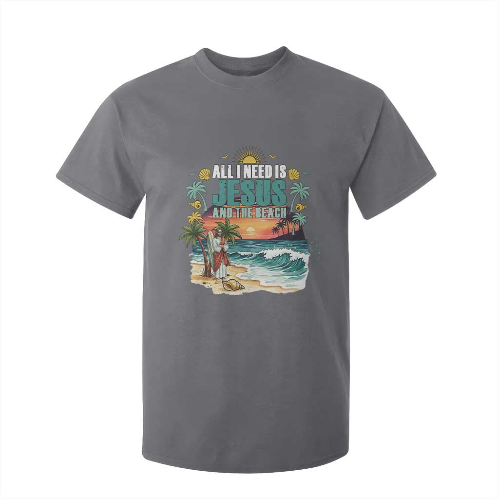 All I Need Is Jesus And The Beach T Shirt For Kid Christian Summer Faith Graphic TS12 Charcoal Print Your Wear