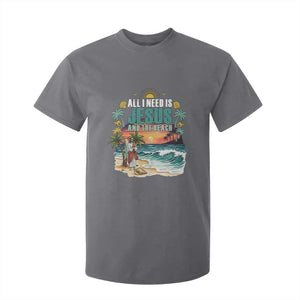 All I Need Is Jesus And The Beach T Shirt For Kid Christian Summer Faith Graphic TS12 Charcoal Print Your Wear