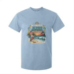 All I Need Is Jesus And The Beach T Shirt For Kid Christian Summer Faith Graphic TS12 Light Blue Print Your Wear