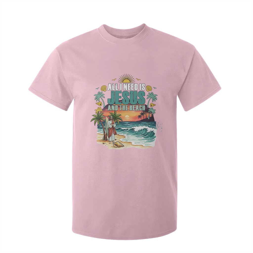 All I Need Is Jesus And The Beach T Shirt For Kid Christian Summer Faith Graphic TS12 Light Pink Print Your Wear
