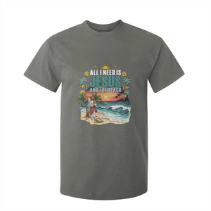 All I Need Is Jesus And The Beach T Shirt For Kid Christian Summer Faith Graphic TS12 Military Green Print Your Wear