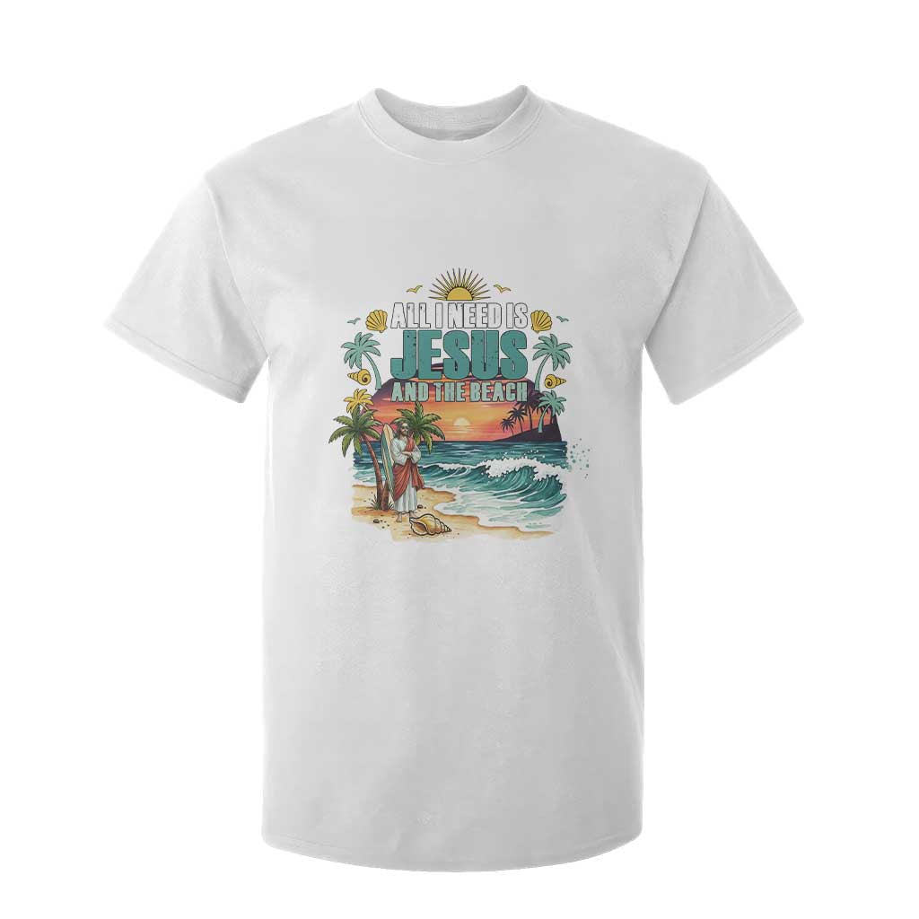 All I Need Is Jesus And The Beach T Shirt For Kid Christian Summer Faith Graphic TS12 White Print Your Wear