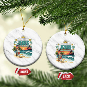 All I Need Is Jesus And The Beach Ceramic Ornament Christian Summer Faith Graphic TS12 1pc White Marble Print Your Wear