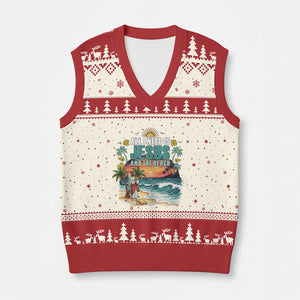 All I Need Is Jesus And The Beach V-Neck Knit Sweater Vest Christian Summer Faith Graphic TS12 Beige Red Print Your Wear