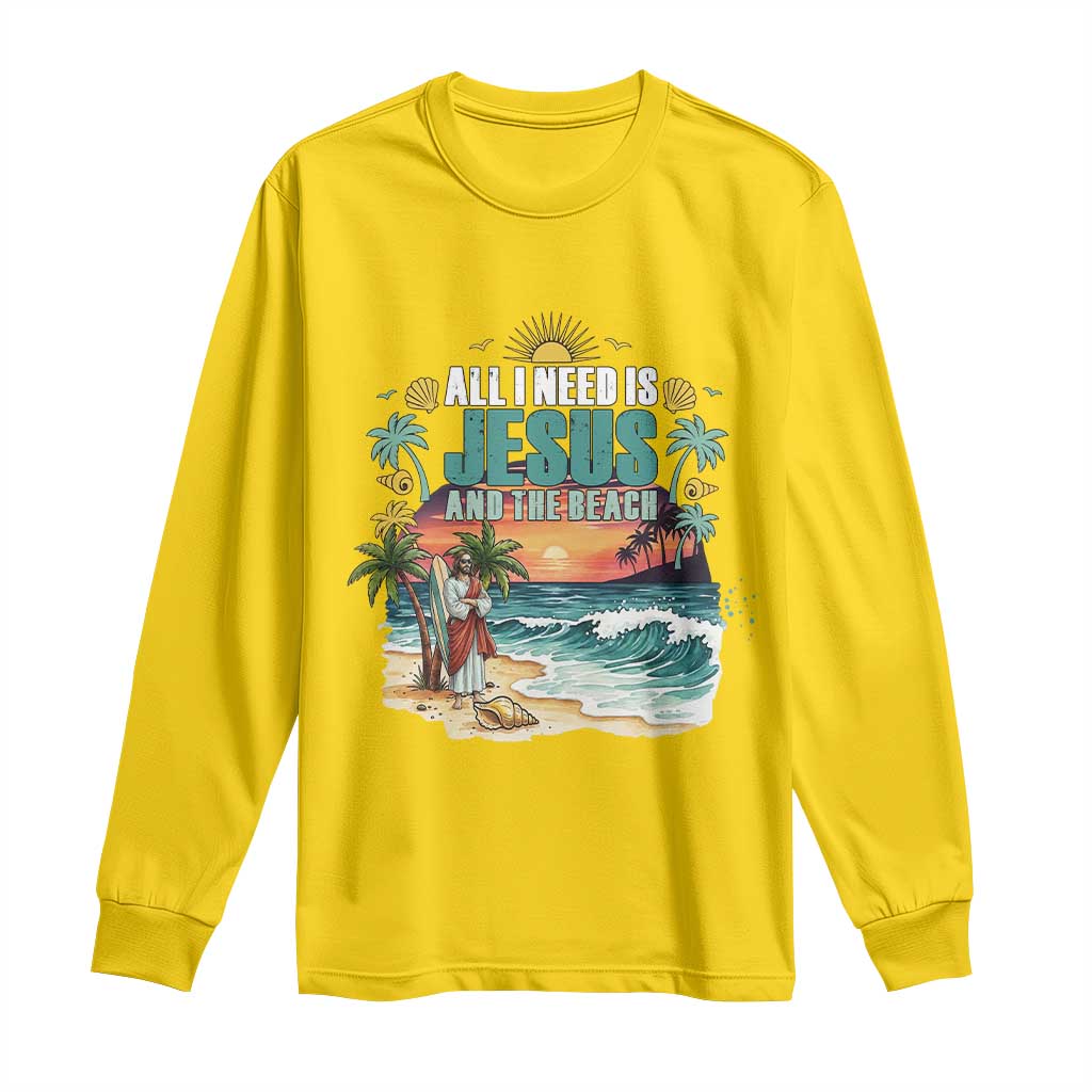 All I Need Is Jesus And The Beach Long Sleeve Shirt Christian Summer Faith Graphic TS12 Daisy Print Your Wear