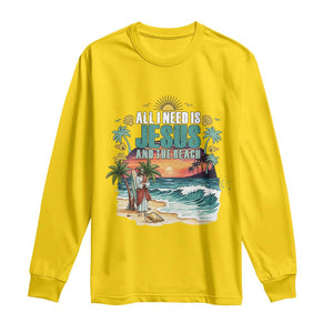 All I Need Is Jesus And The Beach Long Sleeve Shirt Christian Summer Faith Graphic TS12 Daisy Print Your Wear