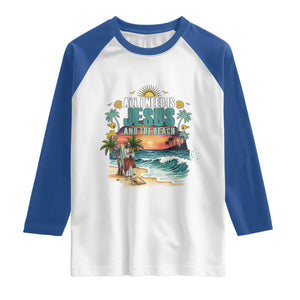 All I Need Is Jesus And The Beach Raglan Shirt Christian Summer Faith Graphic TS12 White Royal Print Your Wear