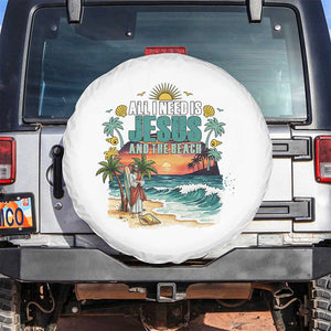 All I Need Is Jesus And The Beach Spare Tire Cover Christian Summer Faith Graphic TS12 No hole White Print Your Wear