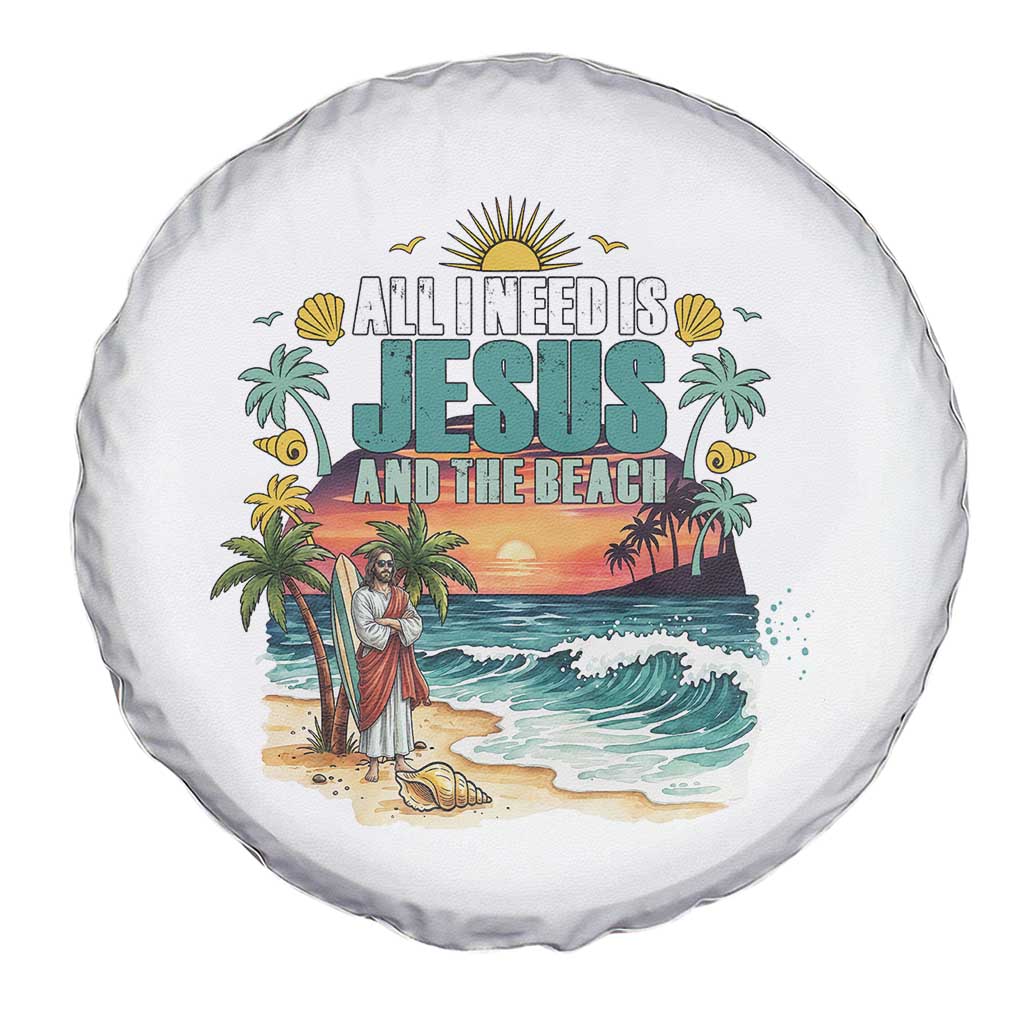 All I Need Is Jesus And The Beach Spare Tire Cover Christian Summer Faith Graphic TS12 Print Your Wear