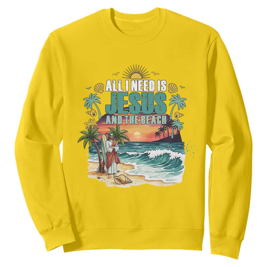 All I Need Is Jesus And The Beach Sweatshirt Christian Summer Faith Graphic TS12 Daisy Print Your Wear