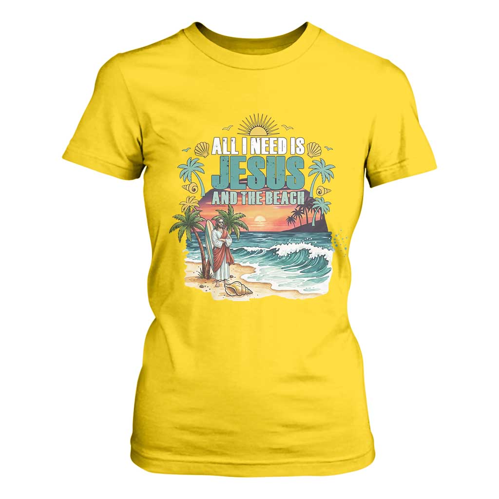 All I Need Is Jesus And The Beach T Shirt For Women Christian Summer Faith Graphic TS12 Daisy Print Your Wear