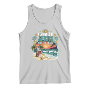 All I Need Is Jesus And The Beach Tank Top Christian Summer Faith Graphic TS12 Ash Print Your Wear