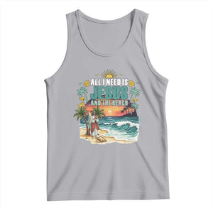 All I Need Is Jesus And The Beach Tank Top Christian Summer Faith Graphic TS12 Athletic Heather Print Your Wear