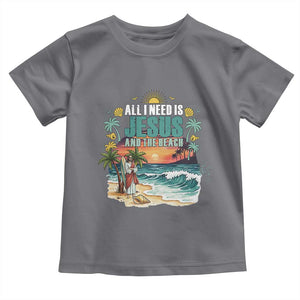 All I Need Is Jesus And The Beach Toddler T Shirt Christian Summer Faith Graphic TS12 Charcoal Print Your Wear