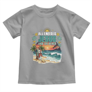 All I Need Is Jesus And The Beach Toddler T Shirt Christian Summer Faith Graphic TS12 Sport Gray Print Your Wear