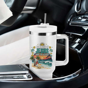 All I Need Is Jesus And The Beach Tumbler With Handle Christian Summer Faith Graphic TS12 Print Your Wear