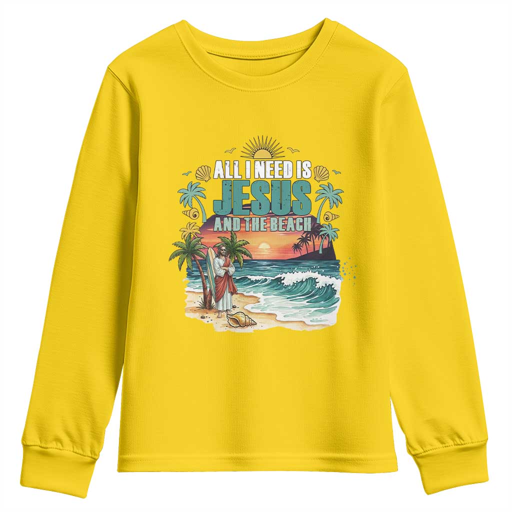All I Need Is Jesus And The Beach Youth Sweatshirt Christian Summer Faith Graphic TS12 Daisy Print Your Wear