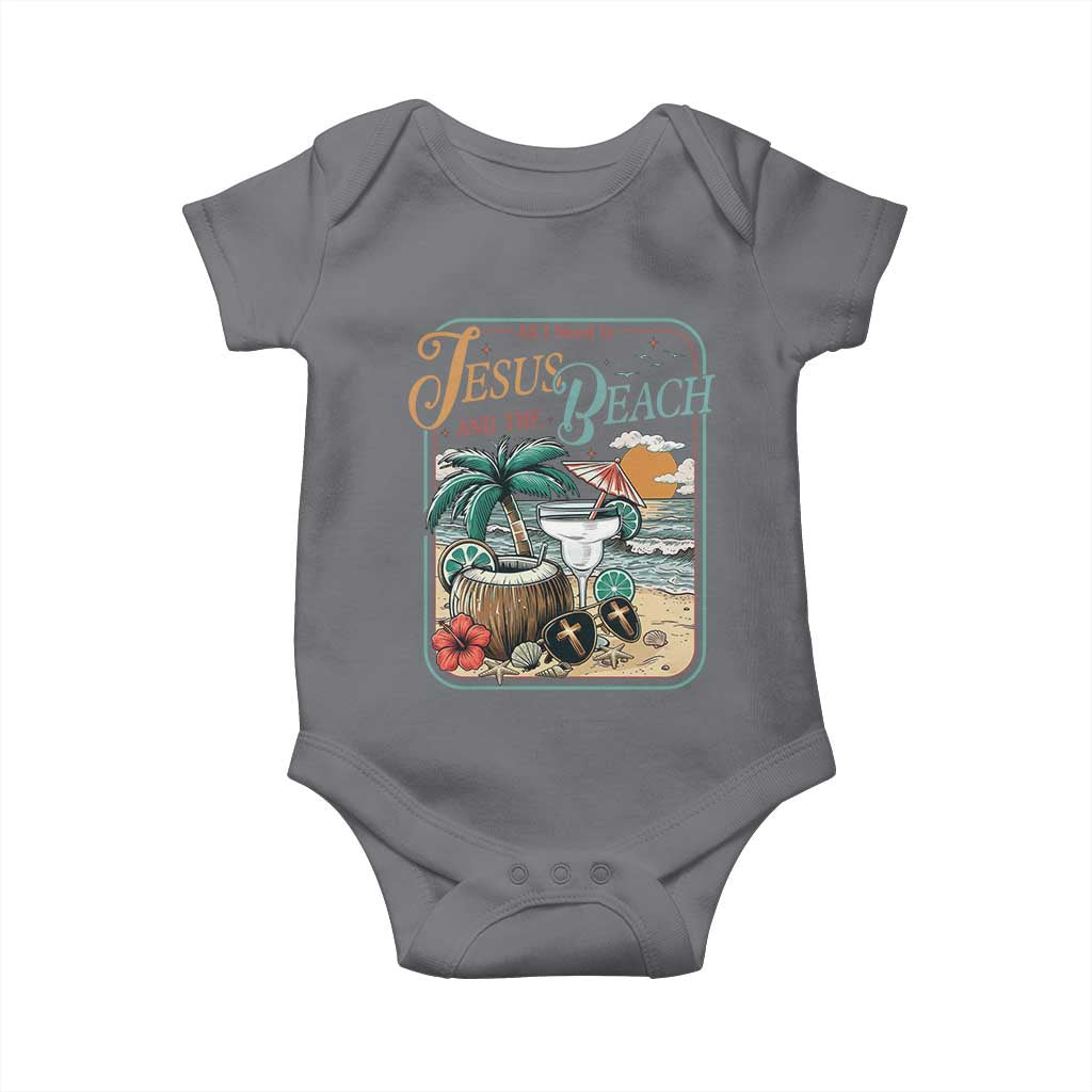 Funny Christian Beach Gift Baby Onesie All I Need Is Jesus And The Beach TS12 Charcoal Print Your Wear