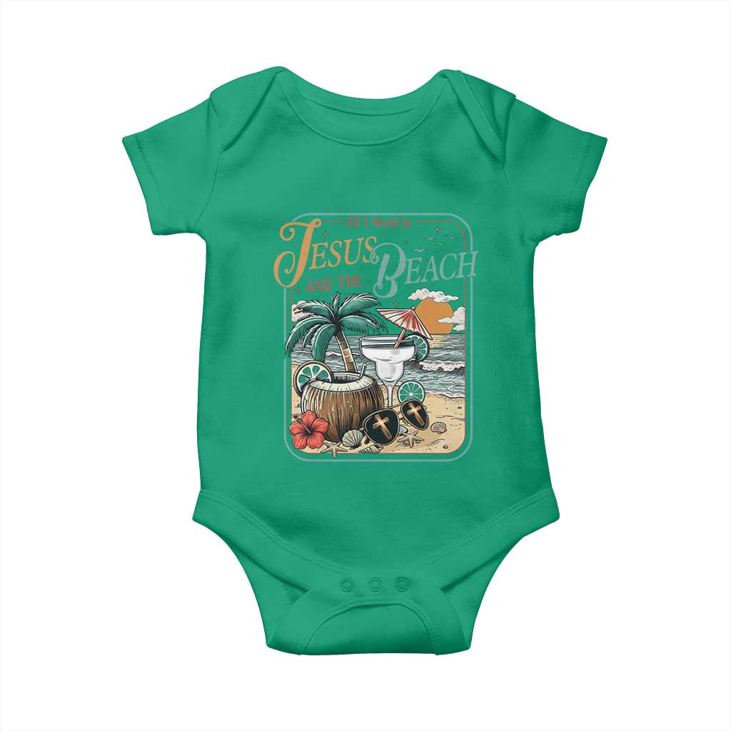 Funny Christian Beach Gift Baby Onesie All I Need Is Jesus And The Beach TS12 Irish Green Print Your Wear