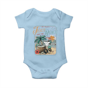 Funny Christian Beach Gift Baby Onesie All I Need Is Jesus And The Beach TS12 Light Blue Print Your Wear