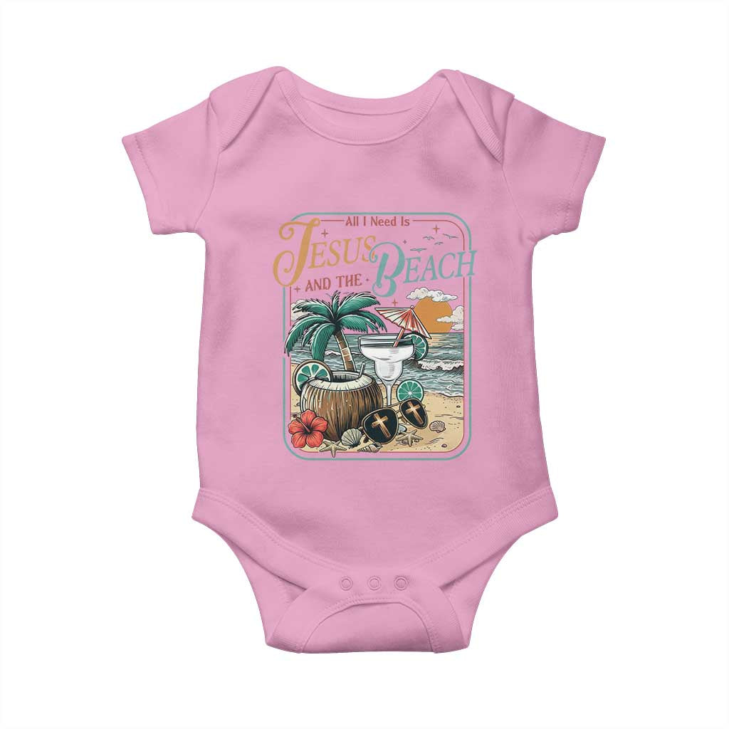 Funny Christian Beach Gift Baby Onesie All I Need Is Jesus And The Beach TS12 Light Pink Print Your Wear