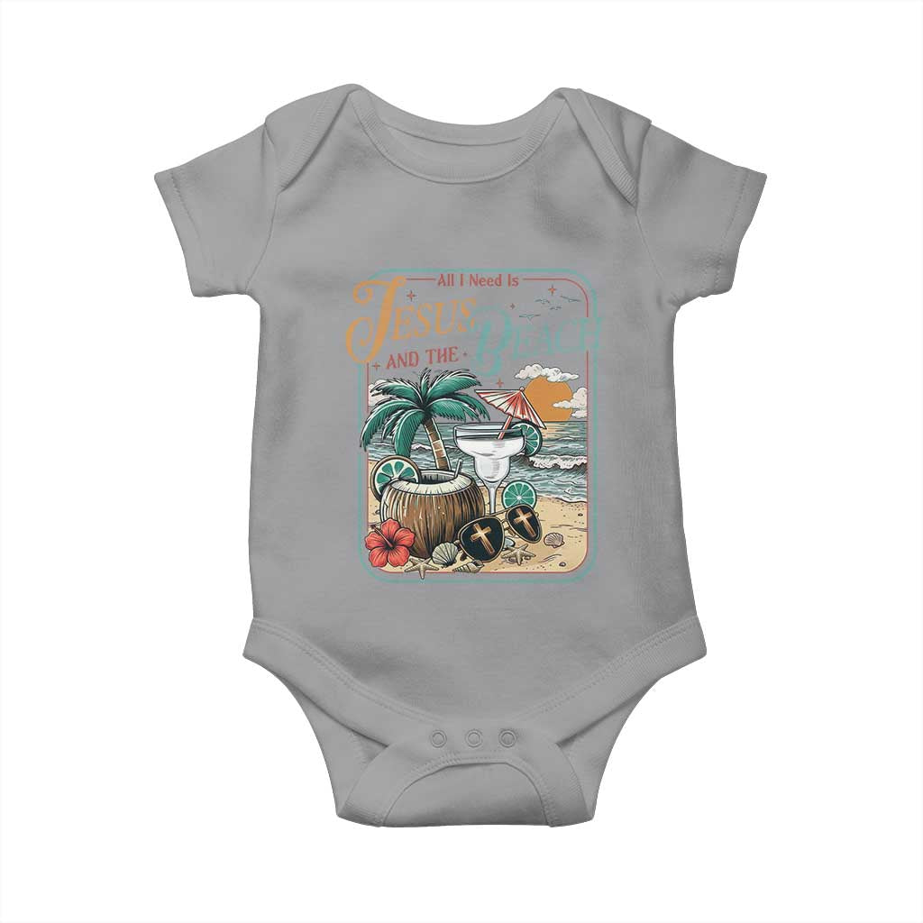 Funny Christian Beach Gift Baby Onesie All I Need Is Jesus And The Beach TS12 Sport Gray Print Your Wear