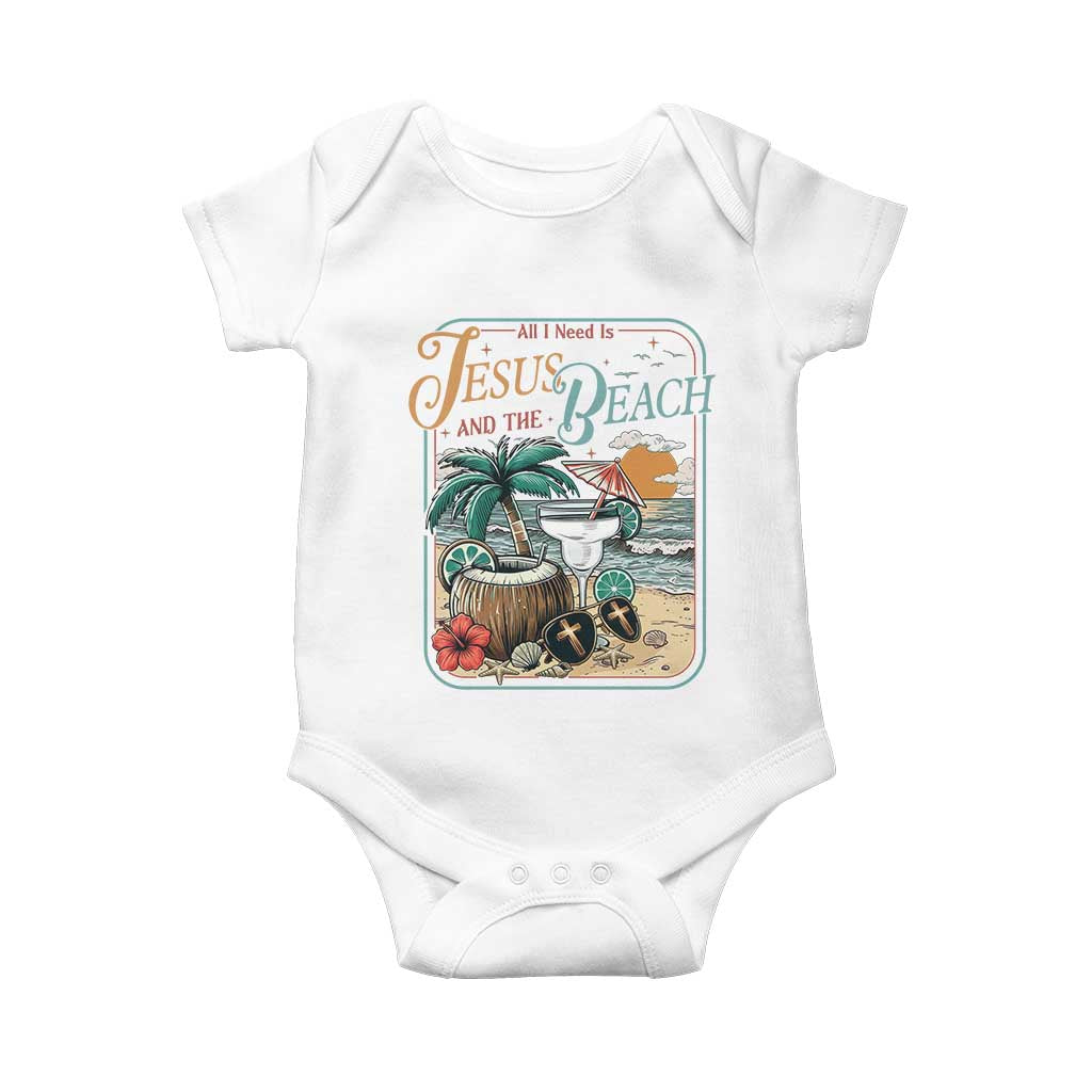 Funny Christian Beach Gift Baby Onesie All I Need Is Jesus And The Beach TS12 White Print Your Wear