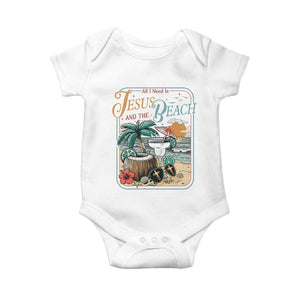 Funny Christian Beach Gift Baby Onesie All I Need Is Jesus And The Beach TS12 White Print Your Wear