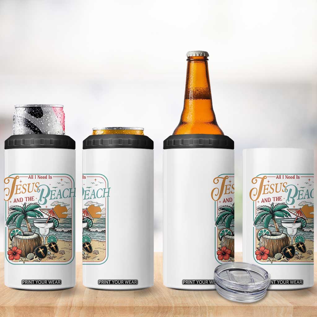 Funny Christian Beach Gift 4 in 1 Can Cooler Tumbler All I Need Is Jesus And The Beach TS12 Print Your Wear