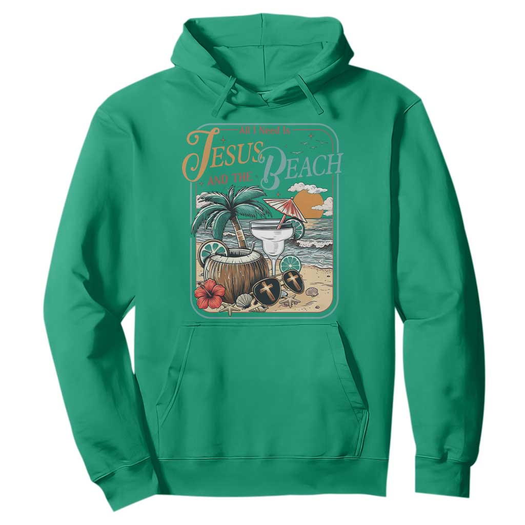 Funny Christian Beach Gift Hoodie All I Need Is Jesus And The Beach TS12 Irish Green Print Your Wear