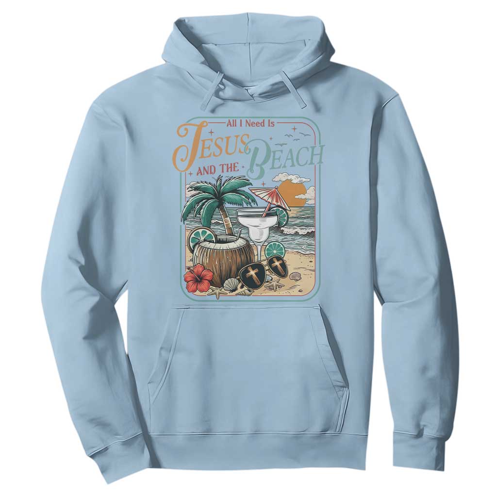 Funny Christian Beach Gift Hoodie All I Need Is Jesus And The Beach TS12 Light Blue Print Your Wear