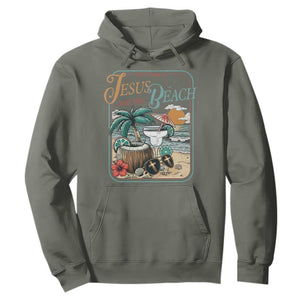 Funny Christian Beach Gift Hoodie All I Need Is Jesus And The Beach TS12 Military Green Print Your Wear
