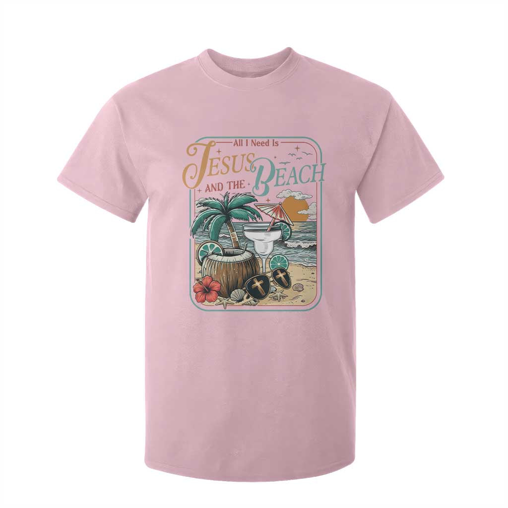 Funny Christian Beach Gift T Shirt For Kid All I Need Is Jesus And The Beach TS12 Light Pink Print Your Wear