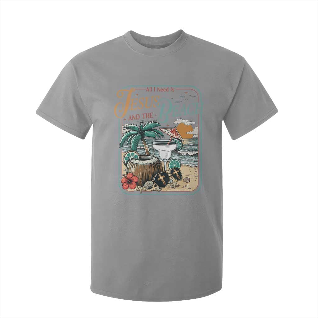 Funny Christian Beach Gift T Shirt For Kid All I Need Is Jesus And The Beach TS12 Sport Gray Print Your Wear