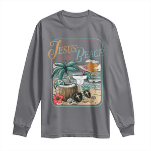 Funny Christian Beach Gift Long Sleeve Shirt All I Need Is Jesus And The Beach TS12 Charcoal Print Your Wear