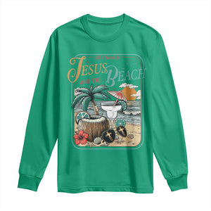 Funny Christian Beach Gift Long Sleeve Shirt All I Need Is Jesus And The Beach TS12 Irish Green Print Your Wear