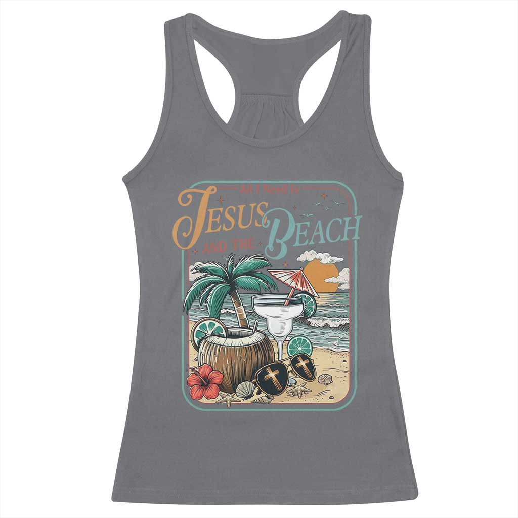 Funny Christian Beach Gift Racerback Tank Top All I Need Is Jesus And The Beach TS12 Charcoal Print Your Wear