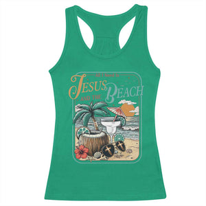 Funny Christian Beach Gift Racerback Tank Top All I Need Is Jesus And The Beach TS12 Irish Green Print Your Wear