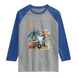 Funny Christian Beach Gift Raglan Shirt All I Need Is Jesus And The Beach TS12 Sport Gray Royal Print Your Wear