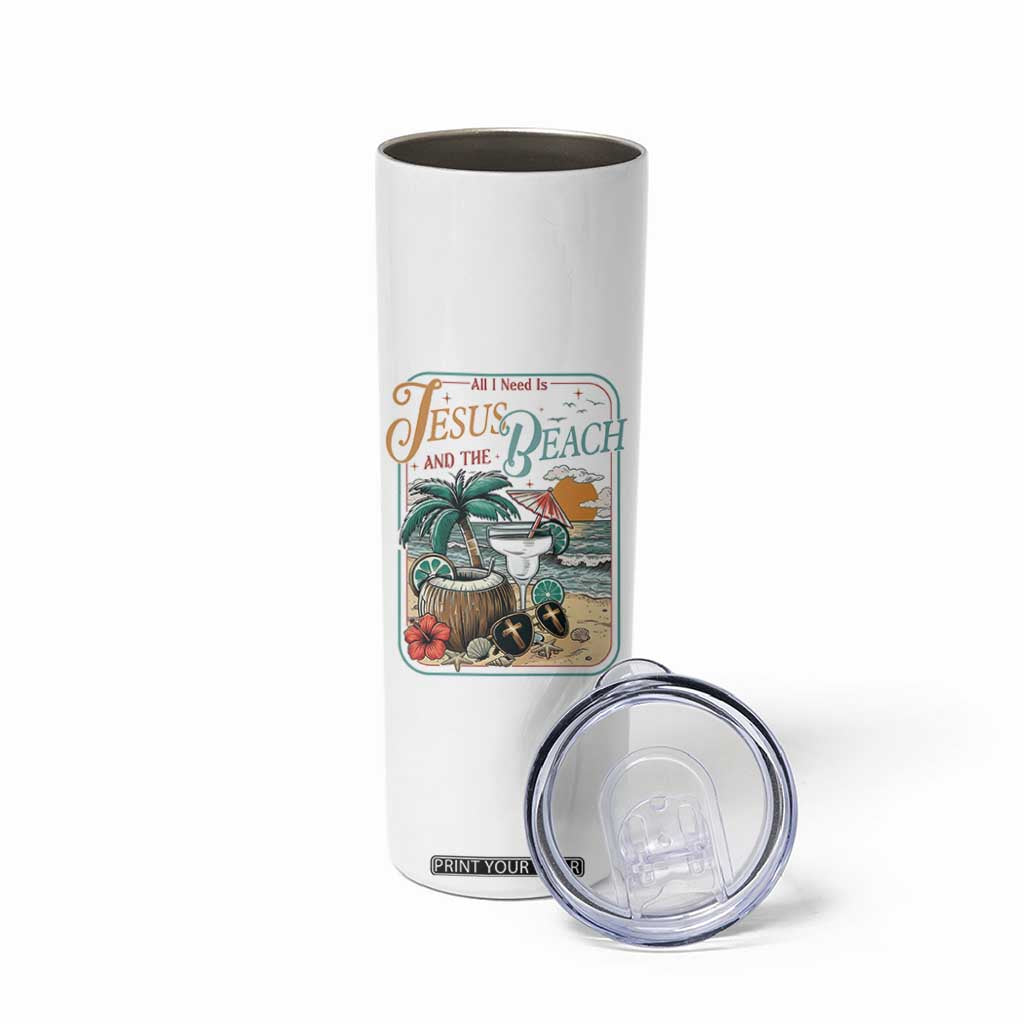 Funny Christian Beach Gift Skinny Tumbler All I Need Is Jesus And The Beach TS12 Print Your Wear