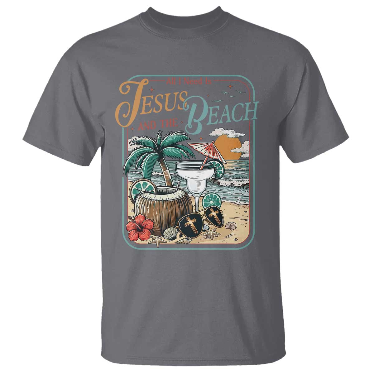 Funny Christian Beach Gift T Shirt All I Need Is Jesus And The Beach TS12 Charcoal Print Your Wear