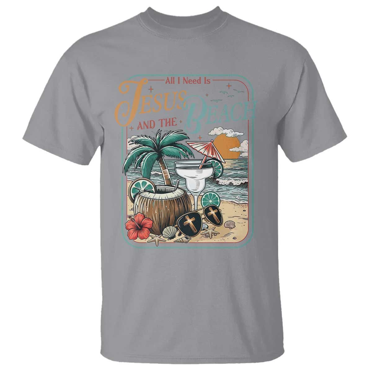 Funny Christian Beach Gift T Shirt All I Need Is Jesus And The Beach TS12 Sport Gray Print Your Wear