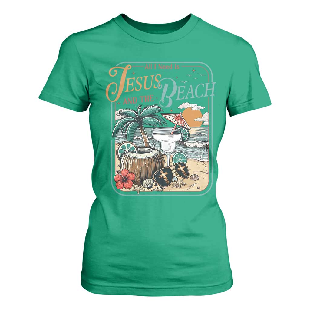 Funny Christian Beach Gift T Shirt For Women All I Need Is Jesus And The Beach TS12 Irish Green Print Your Wear