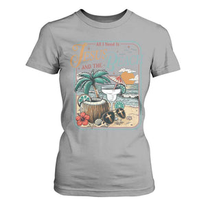 Funny Christian Beach Gift T Shirt For Women All I Need Is Jesus And The Beach TS12 Sport Gray Print Your Wear