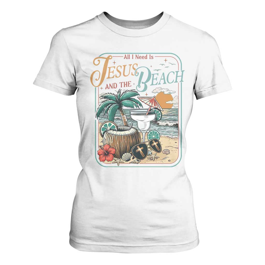 Funny Christian Beach Gift T Shirt For Women All I Need Is Jesus And The Beach TS12 White Print Your Wear