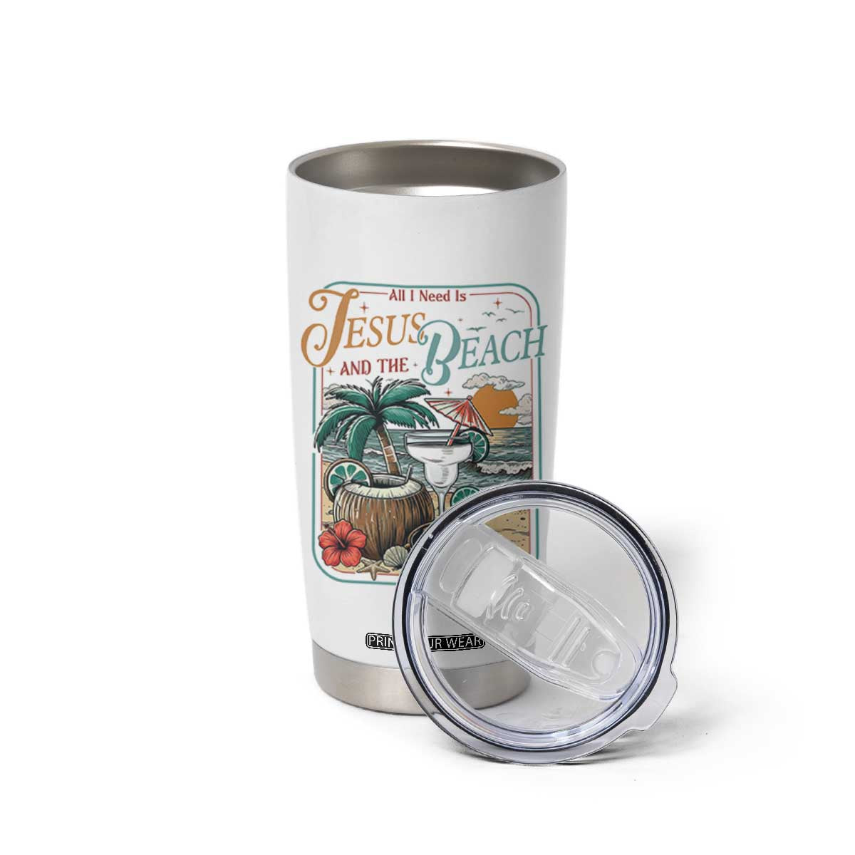 Funny Christian Beach Gift Tumbler Cup All I Need Is Jesus And The Beach TS12 Print Your Wear