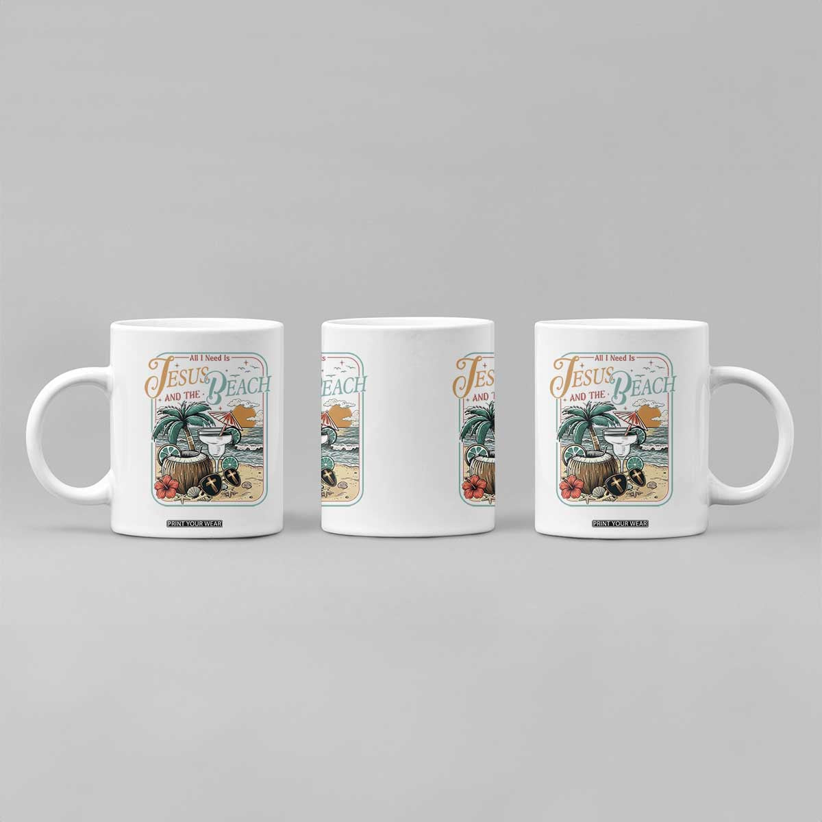 Funny Christian Beach Gift Coffee Mug All I Need Is Jesus And The Beach TS12 Print Your Wear