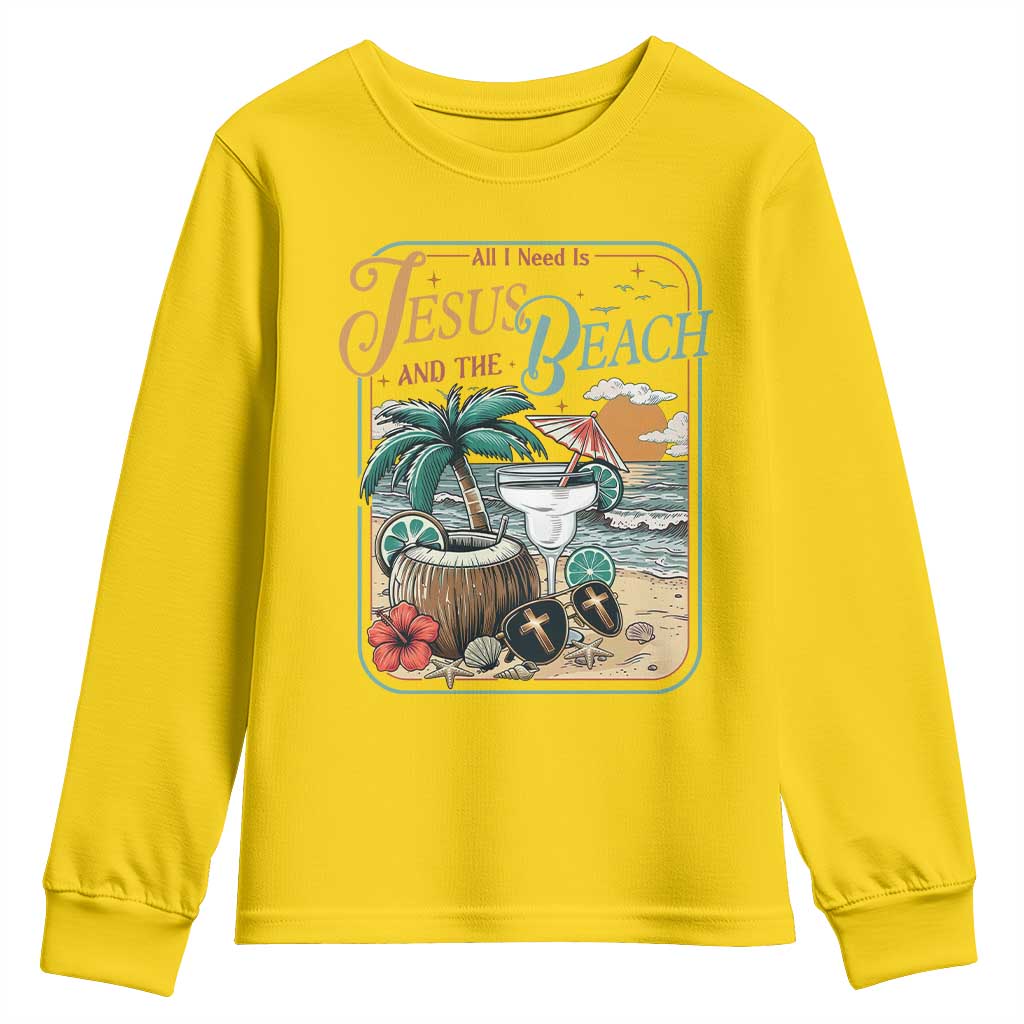 Funny Christian Beach Gift Youth Sweatshirt All I Need Is Jesus And The Beach TS12 Daisy Print Your Wear