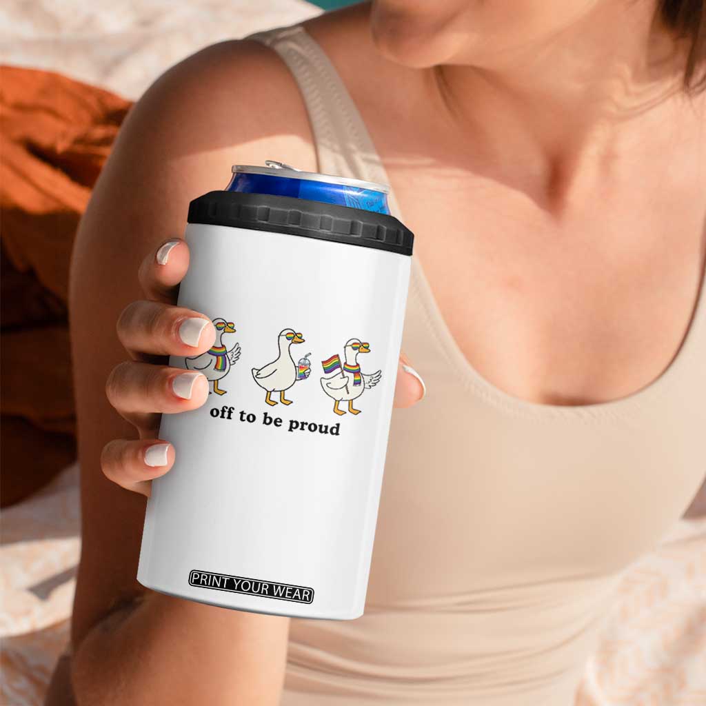 Funny Pride Goose Off To Be Proud 4 in 1 Can Cooler Tumbler LGBTQ Advocate Gift TS12 Print Your Wear